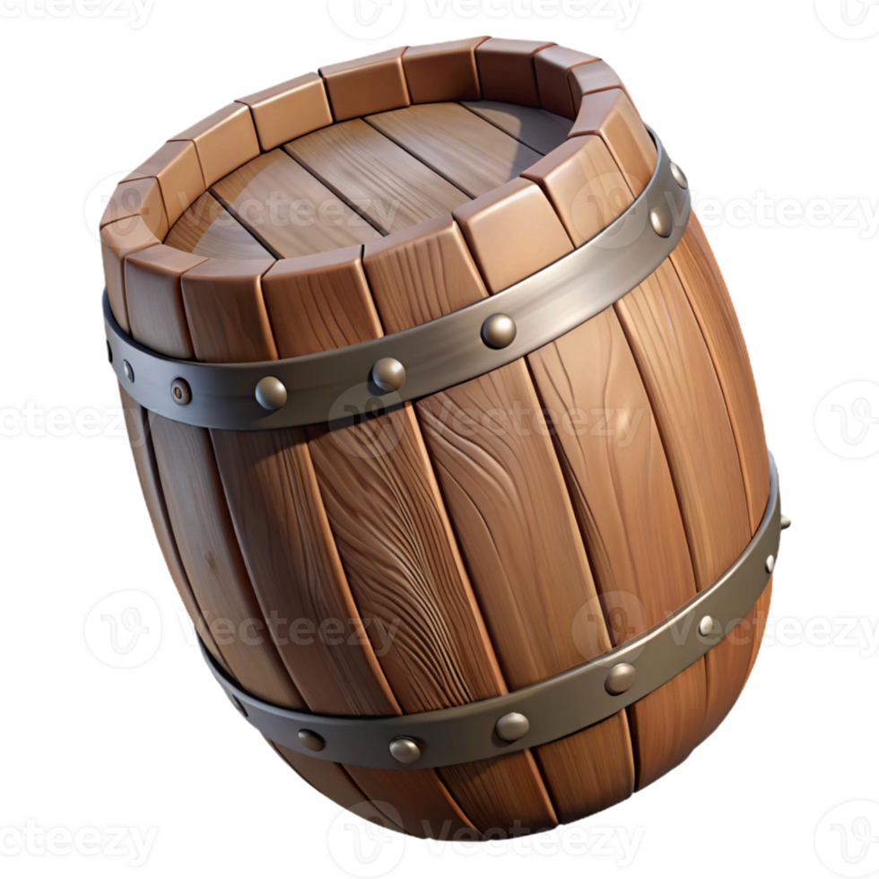 wonderful artistic 3D Wooden Barrel Illustration detailed png