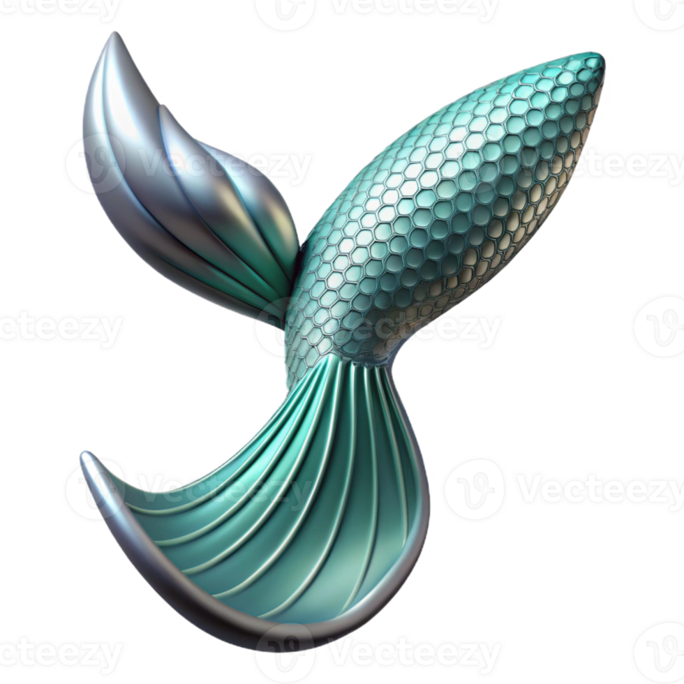 Teal Hexagon Mermaid Tail 3D Illustration png