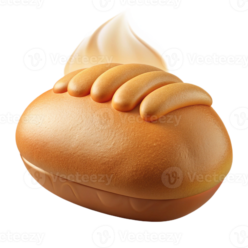 3D Render of Golden Bread with Cream png