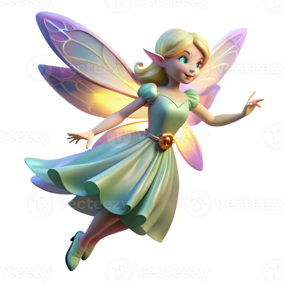 3D Fairy Illustration Enchanted Fairy with Glowing Wings png