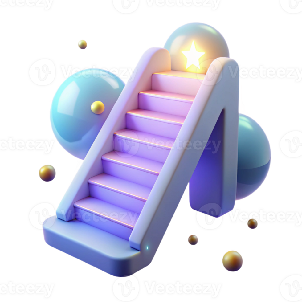 3D Staircase Illustration Abstract Ascent to Success png