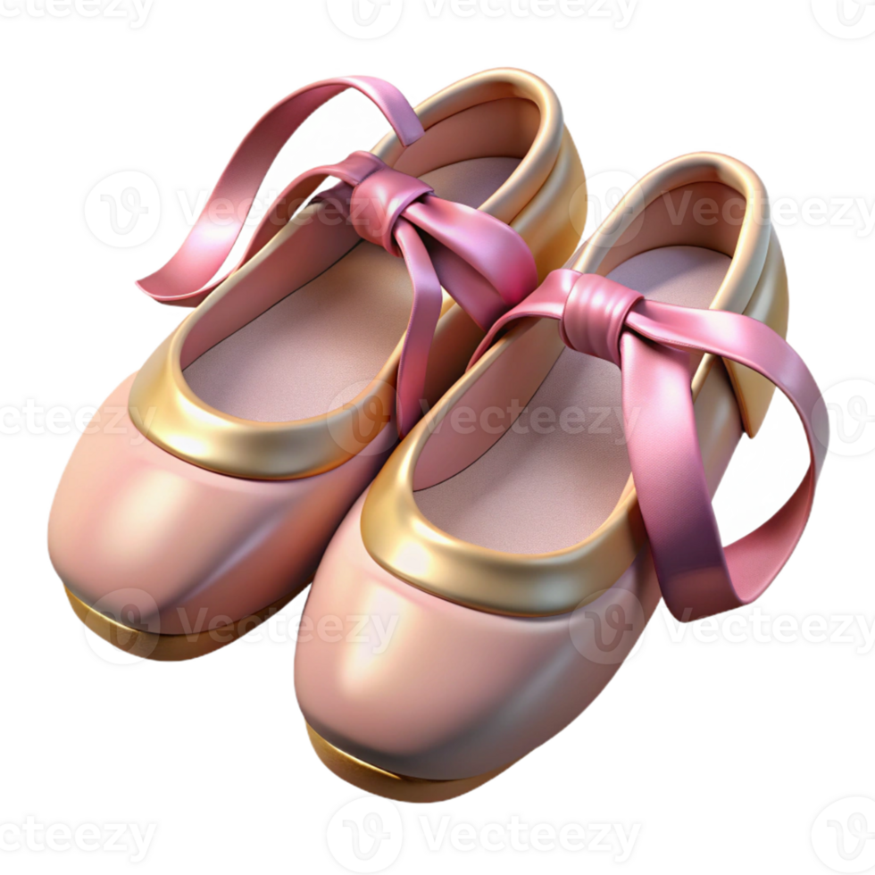 wonderful modern Pink and Gold Ballet Slippers 3D Render high resolution png