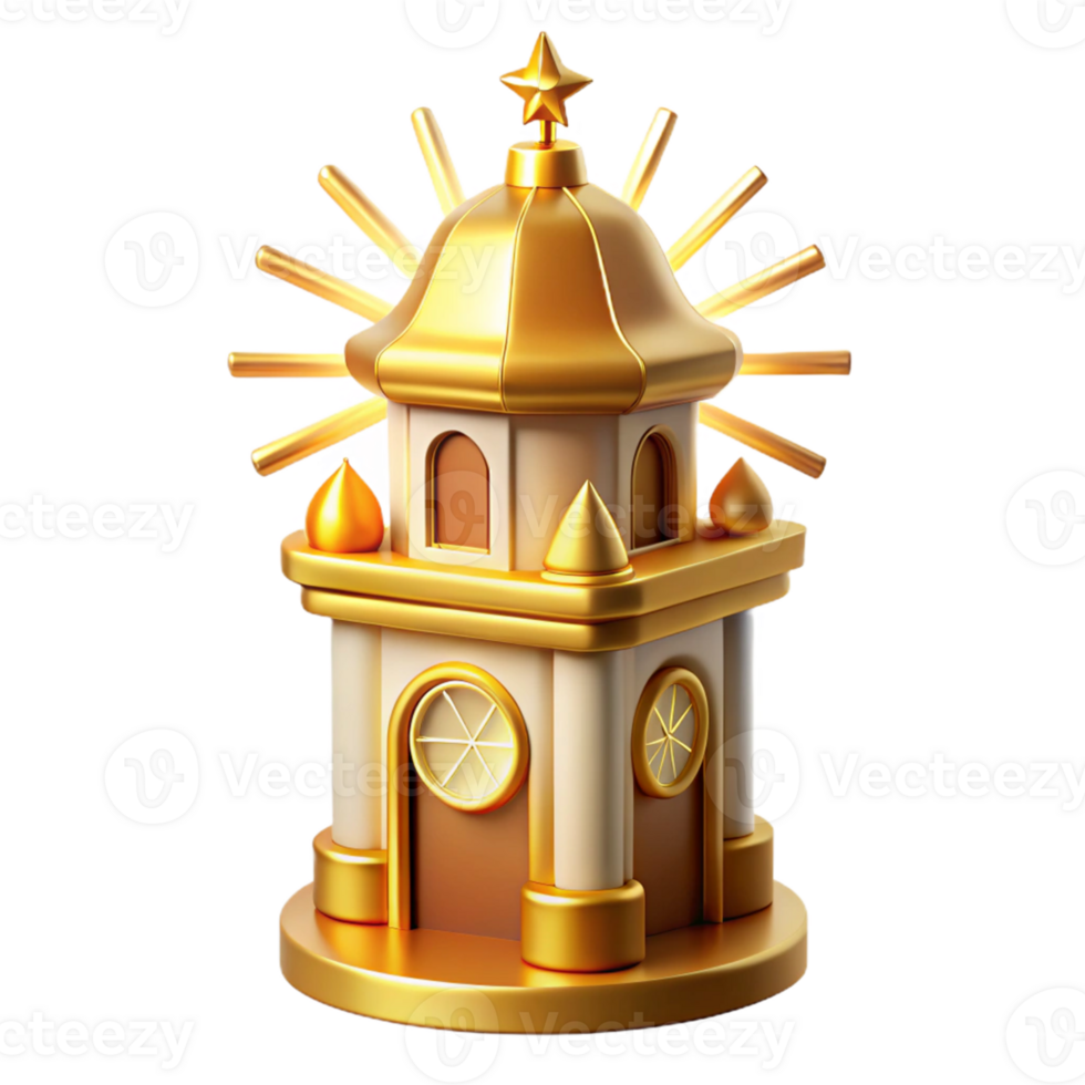 beautiful creative Golden Tower 3D Render authentic png