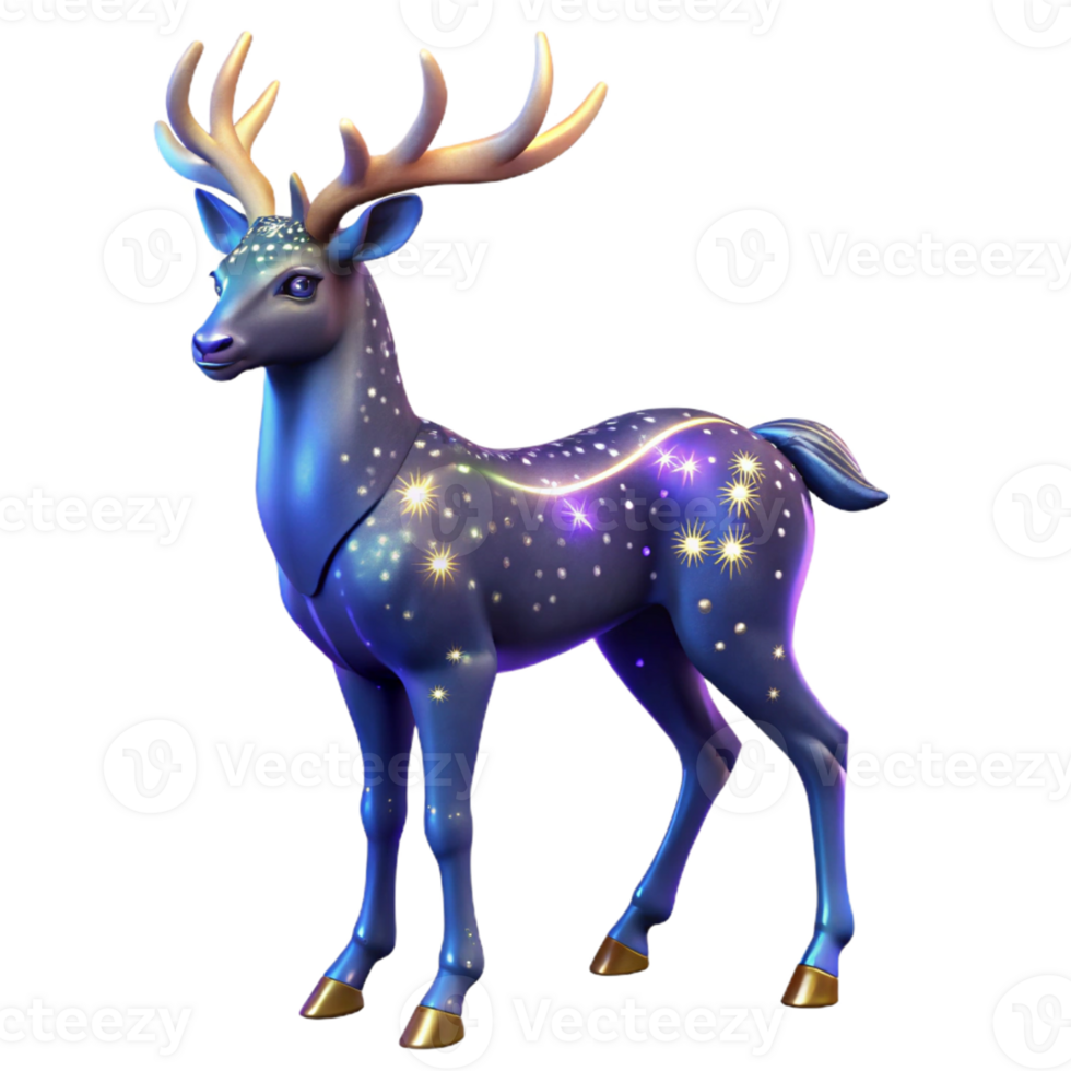 magnificent creative Celestial Deer 3D Render high resolution png