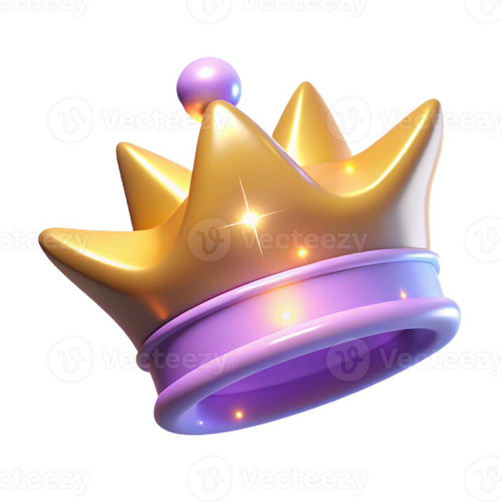 serene minimalist Golden Crown 3D Render exclusive png