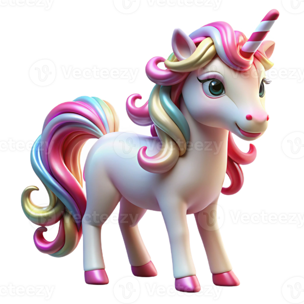 extraordinary rustic Rainbow Unicorn 3D Render professional png