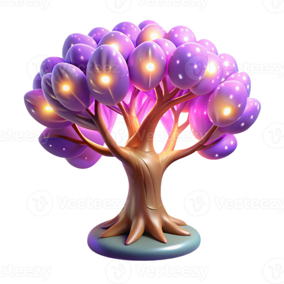 elegant rustic Glowing Purple Tree 3D Render original png