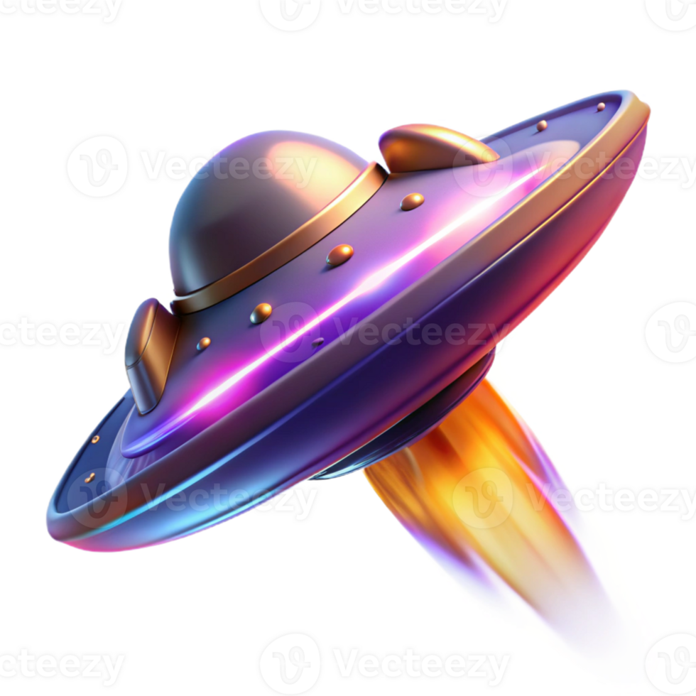 3D Render Futuristic UFO Spaceship png