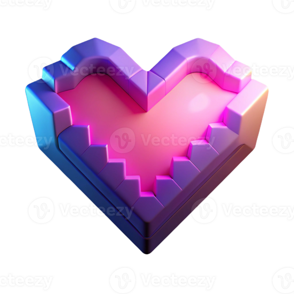 magnificent traditional 3D Render of a Pink and Purple Heart authentic png