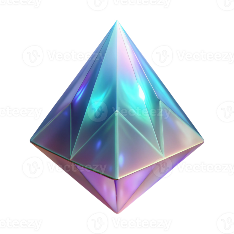elegant rustic Iridescent 3D Pyramid Gem original png