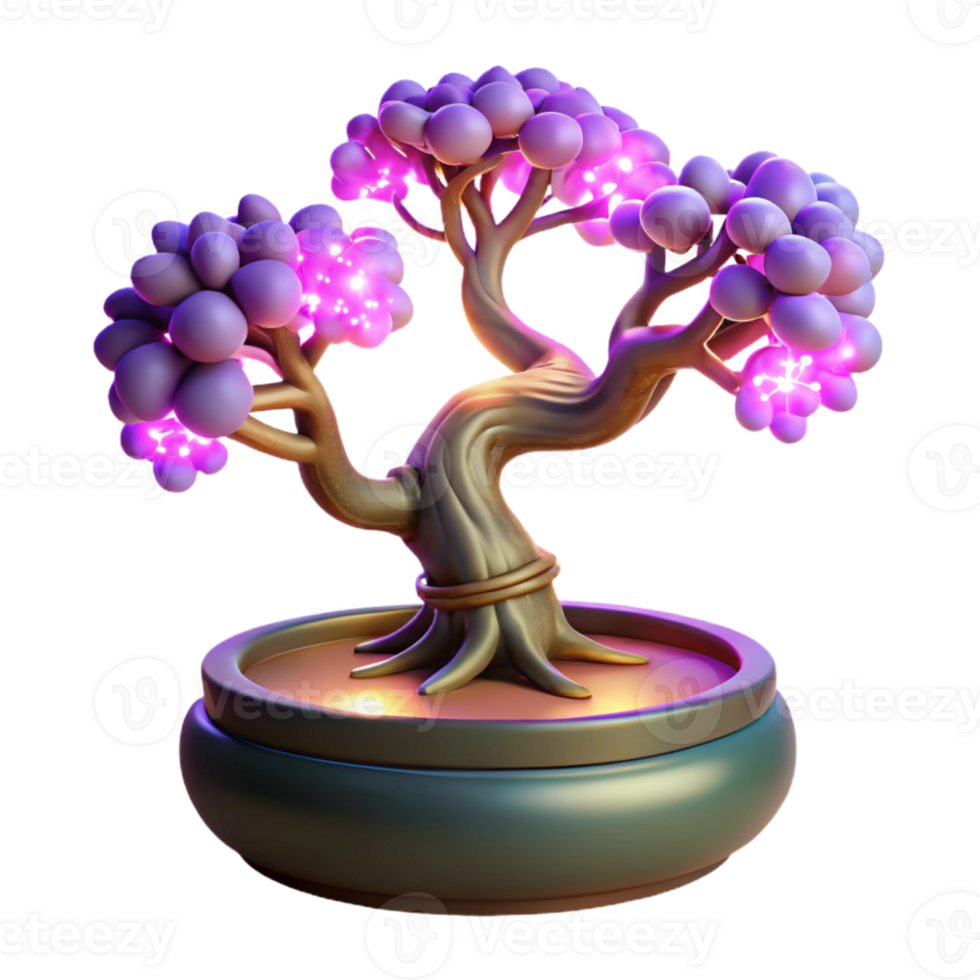 deslumbrante clássico brilhando bonsai 3d render genuíno png