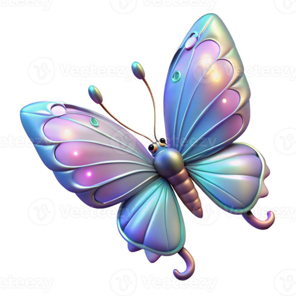 impressive artistic Iridescent 3D Butterfly Illustration original png