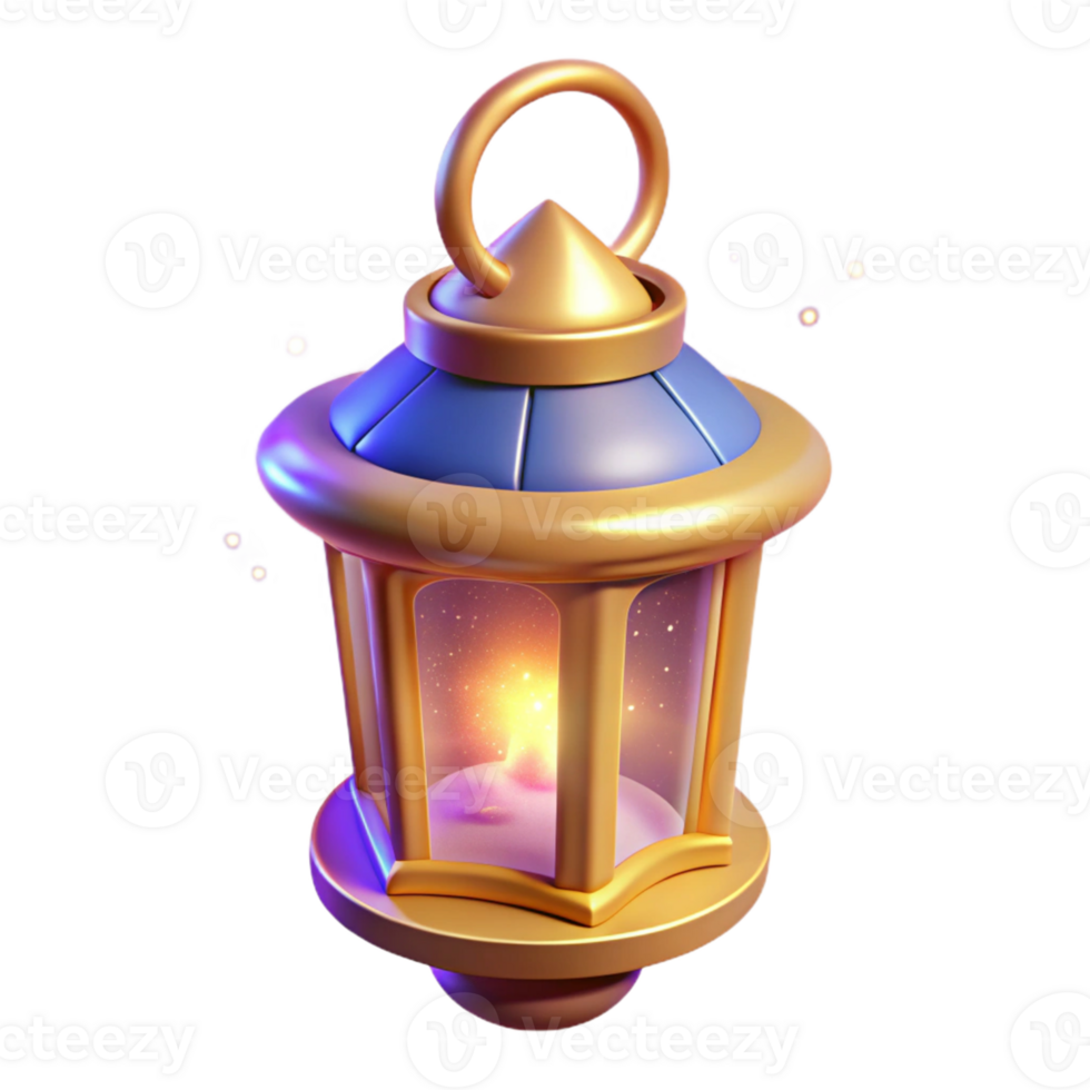elegant artistic 3D Render Golden Lantern Illustration exclusive png