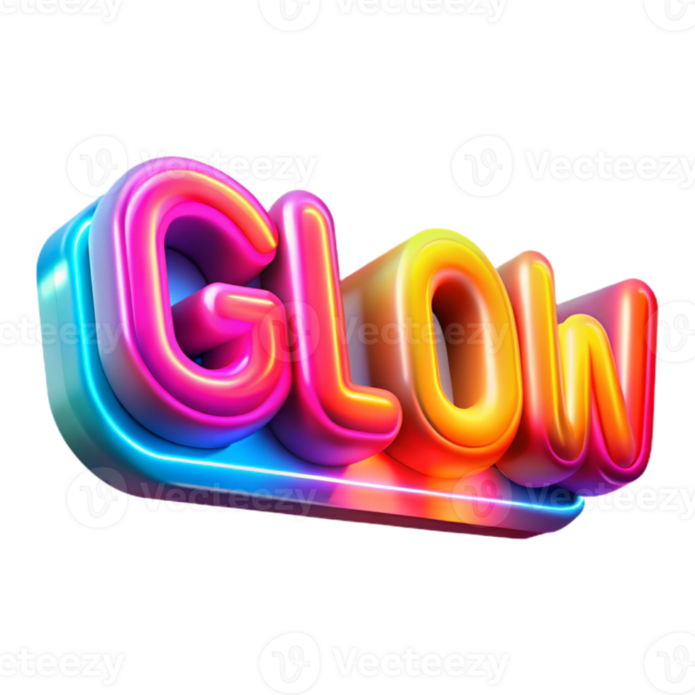 serene artistic Vibrant 3D Glow Text Effect exclusive png