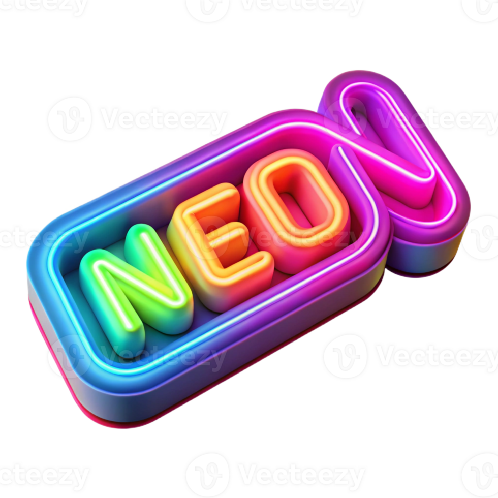 magnificent modern Neon Rainbow 3D Text Effect high quality png