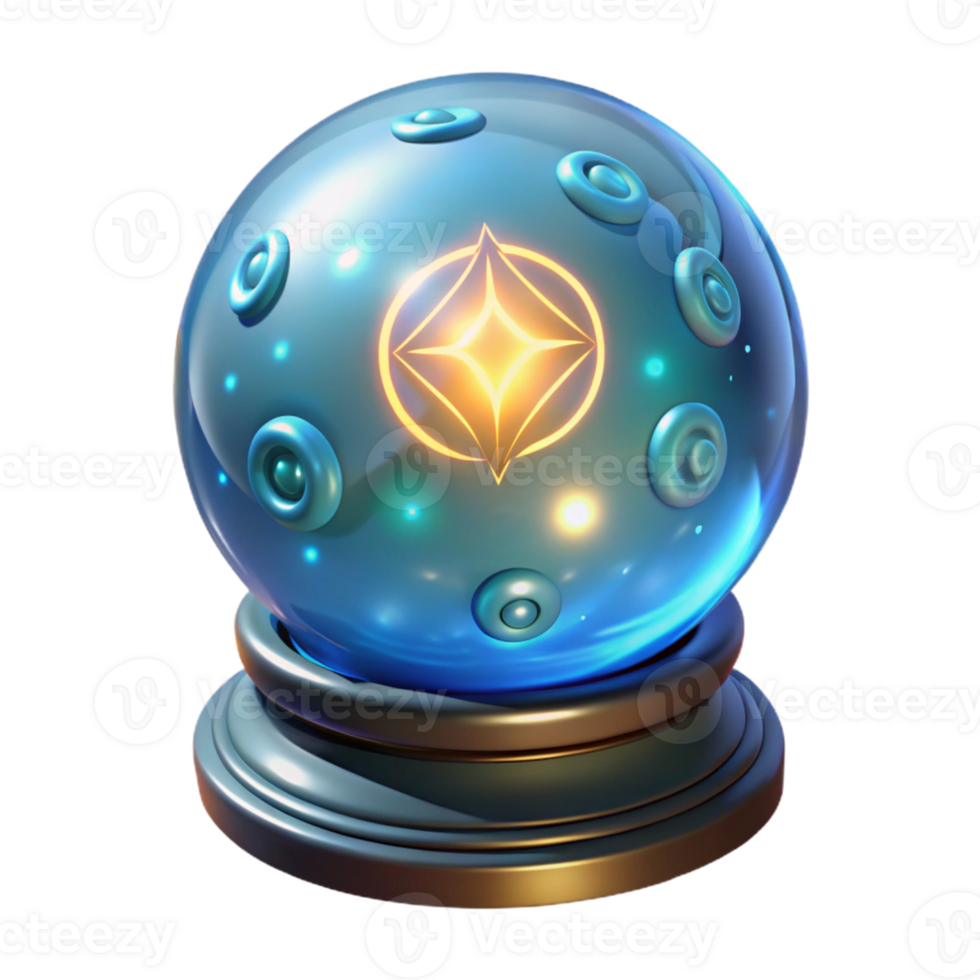 extraordinary classic Glowing Crystal Ball 3D Render authentic png