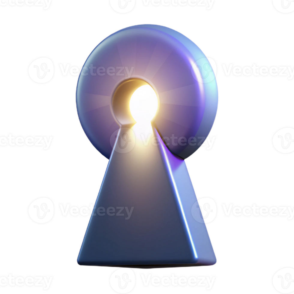 vibrant traditional Glowing Keyhole 3D Render premium png