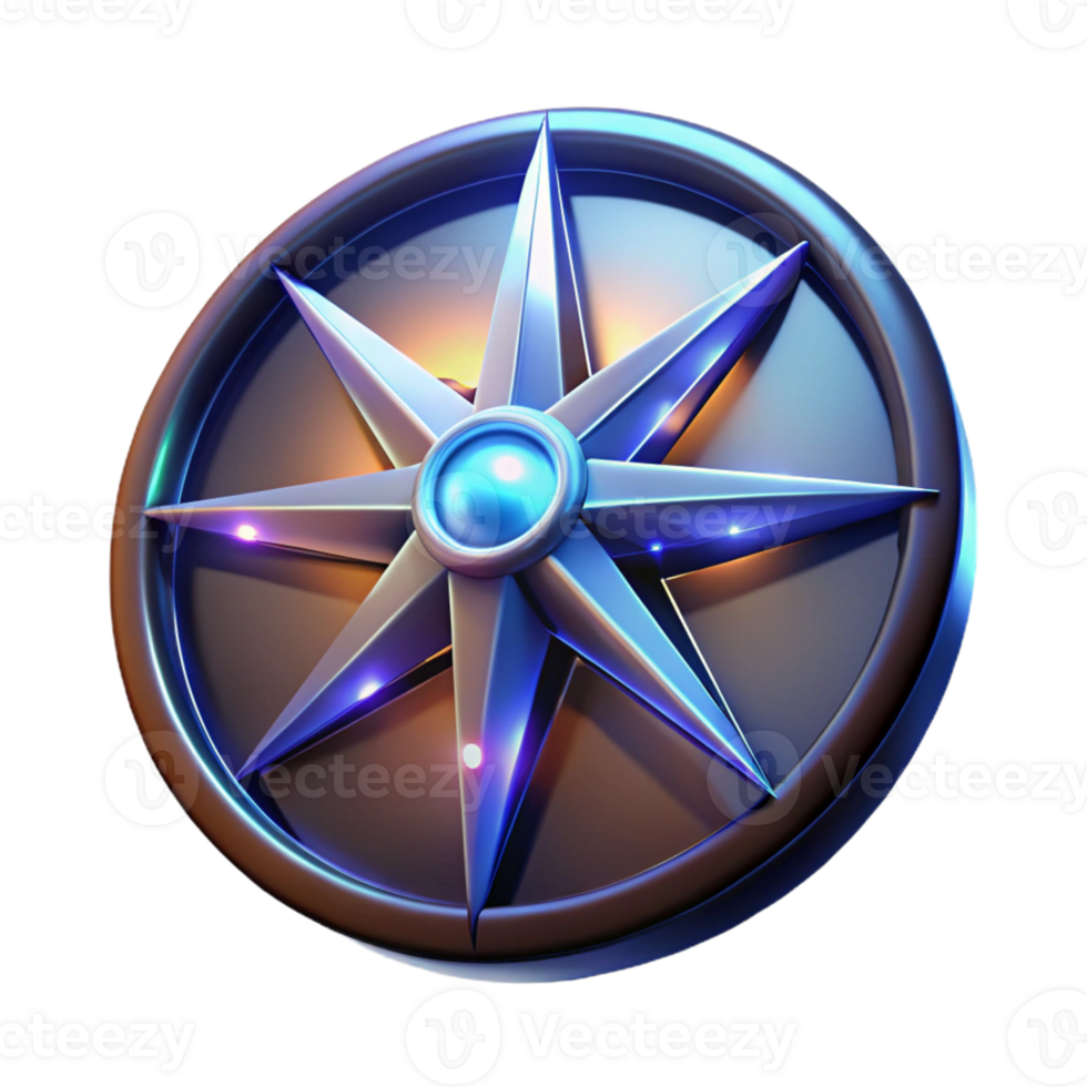 elegant modern 3D Render Star Compass Graphic high resolution png