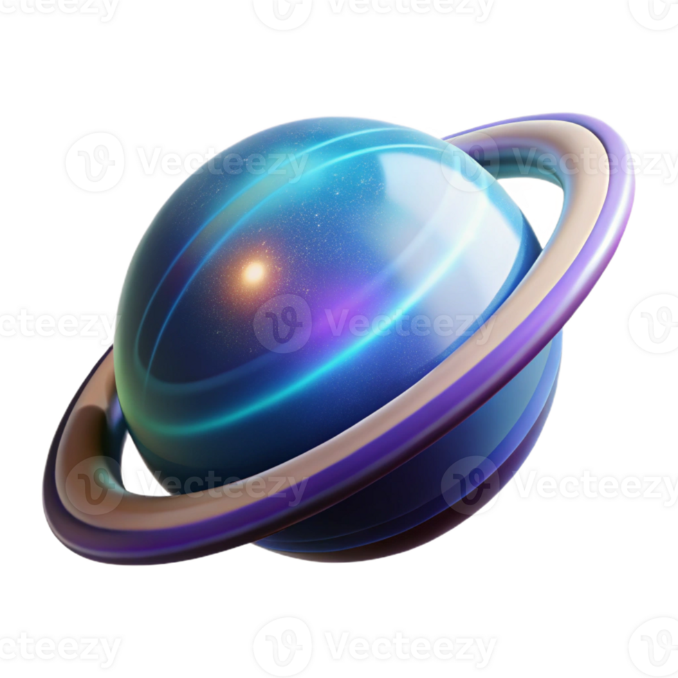 wonderful artistic 3D Render of a Glowing Planet with Rings genuine png