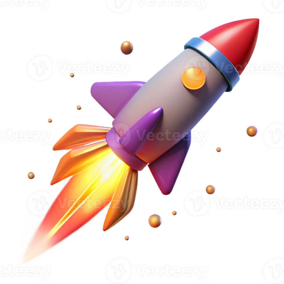 elegant creative Cartoon Rocket 3D Illustration high quality png