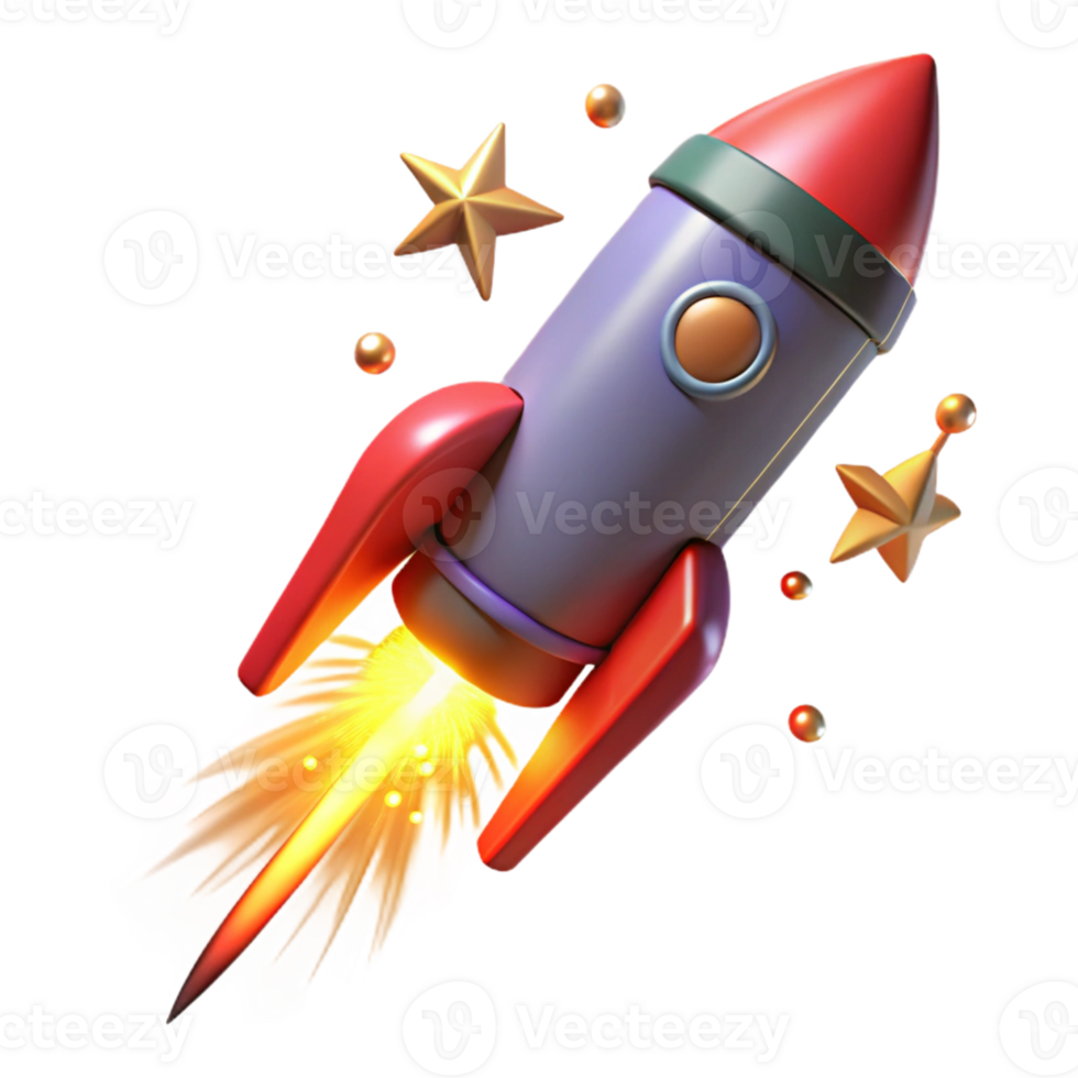 impressive artistic 3D Rocket Launch Illustration premium png