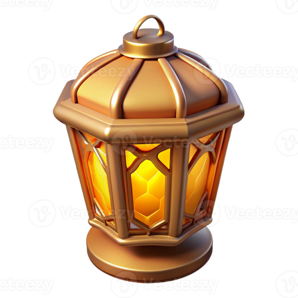 extraordinary contemporary Golden Lantern 3D Render high quality png