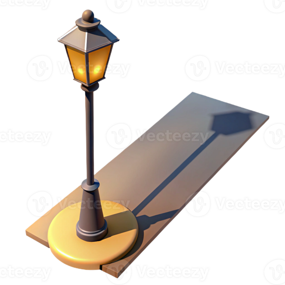 magnificent creative 3D Model of a Lit Street Lamp high quality png