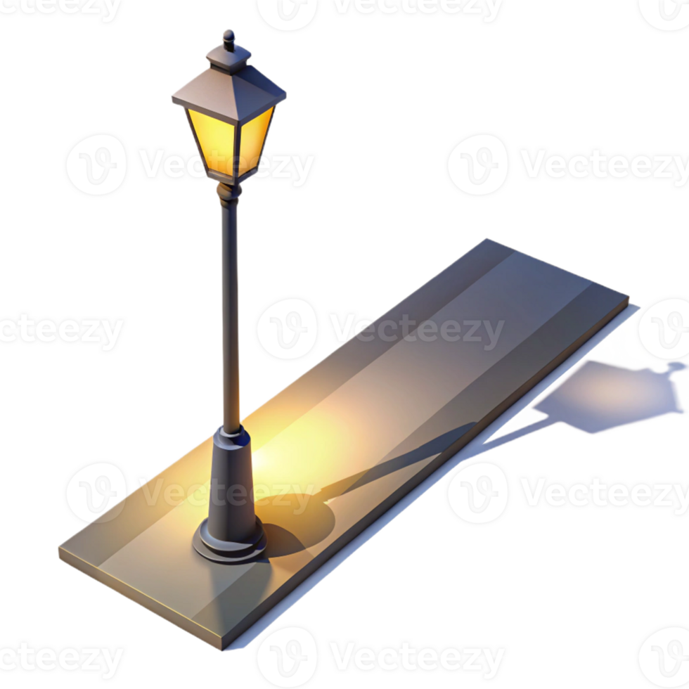 elegant modern Illuminated Street Lamp 3D Illustration exclusive png