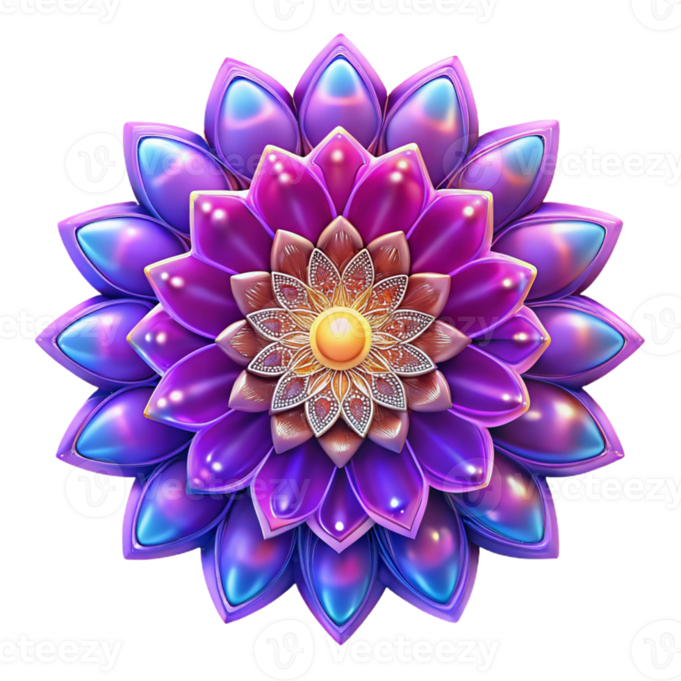 elegant rustic 3D Purple Flower Illustration high resolution png