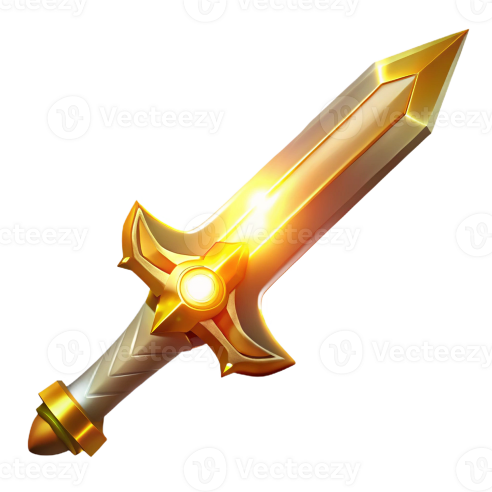 dramatic classic Glowing Golden Sword Illustration professional png