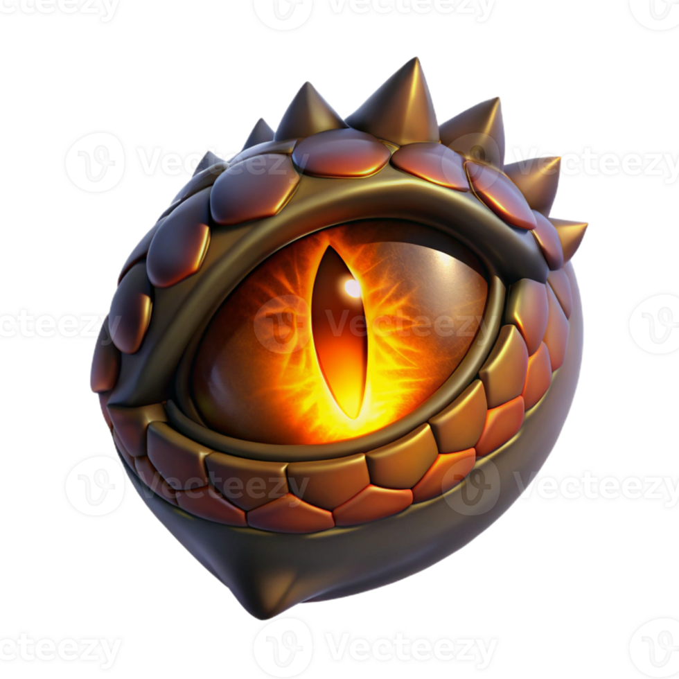 wonderful minimalist Fiery Dragon Eye 3D Render premium png
