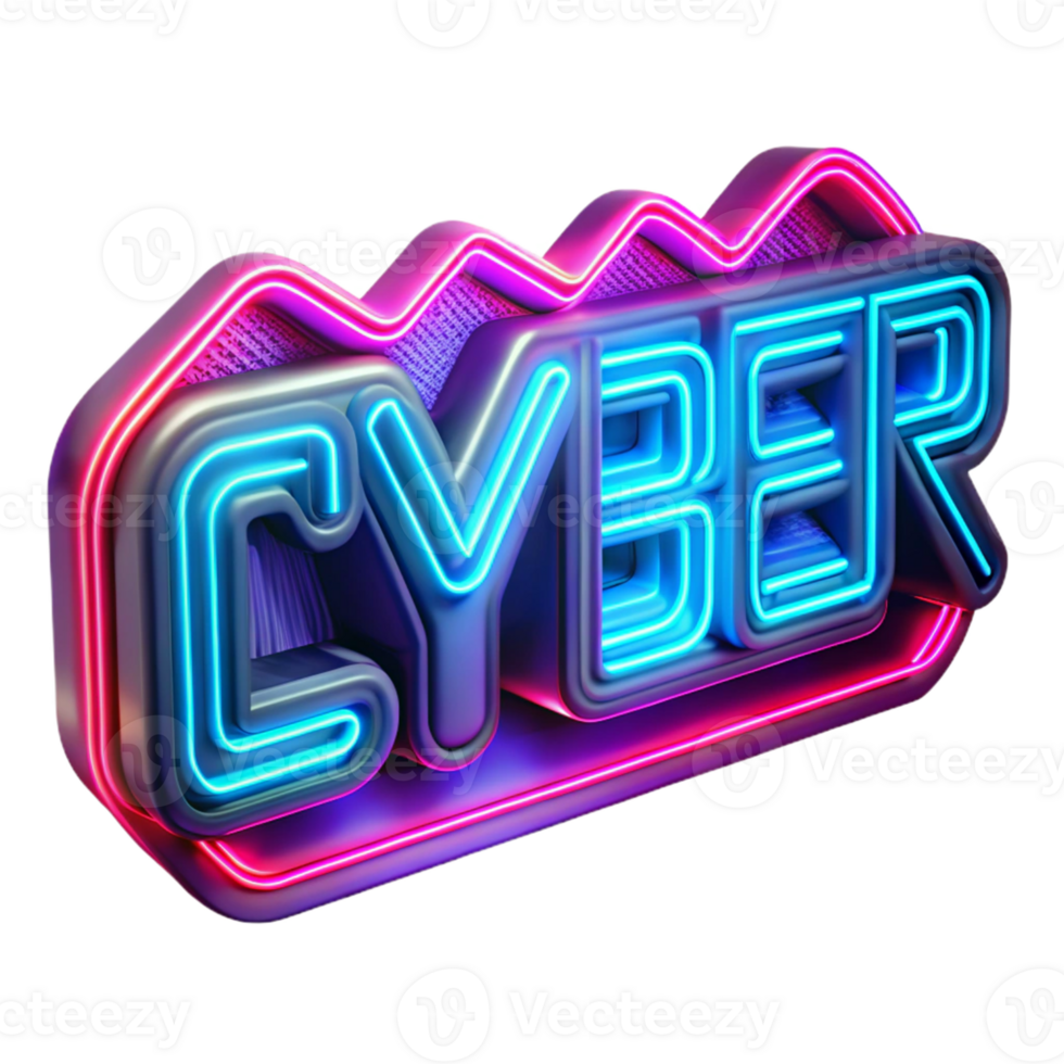 beautiful minimalist Cyberpunk Neon Sign 3D Render professional png
