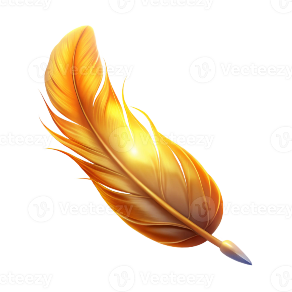 beautiful artistic Golden Feather Illustration authentic png