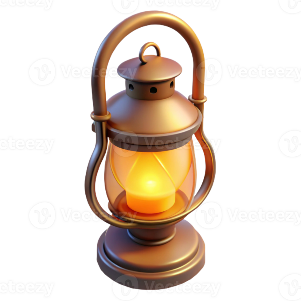 impressive modern 3D Render of Illuminated Antique Lantern high quality png