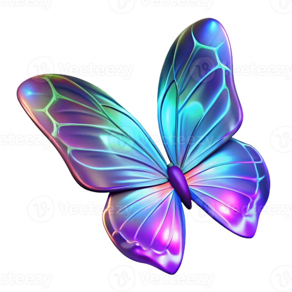 beautiful traditional Iridescent Butterfly 3D Render original png