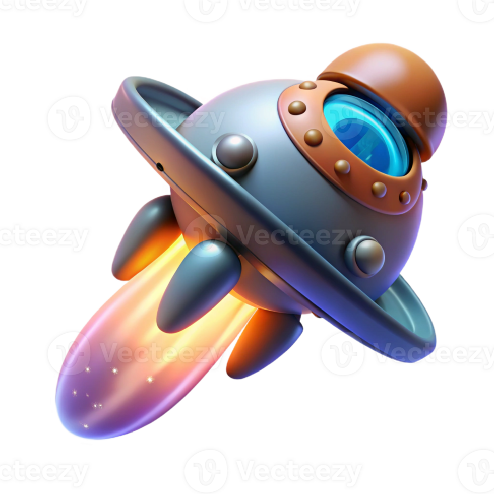 extraordinary rustic 3D Render of a Cartoon Spaceship authentic png