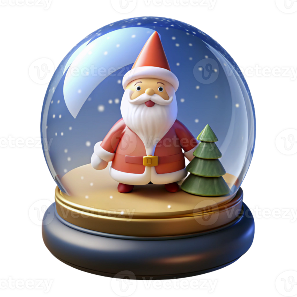 magnificent rustic 3D Render of Santa Claus in a Snow Globe 4K png