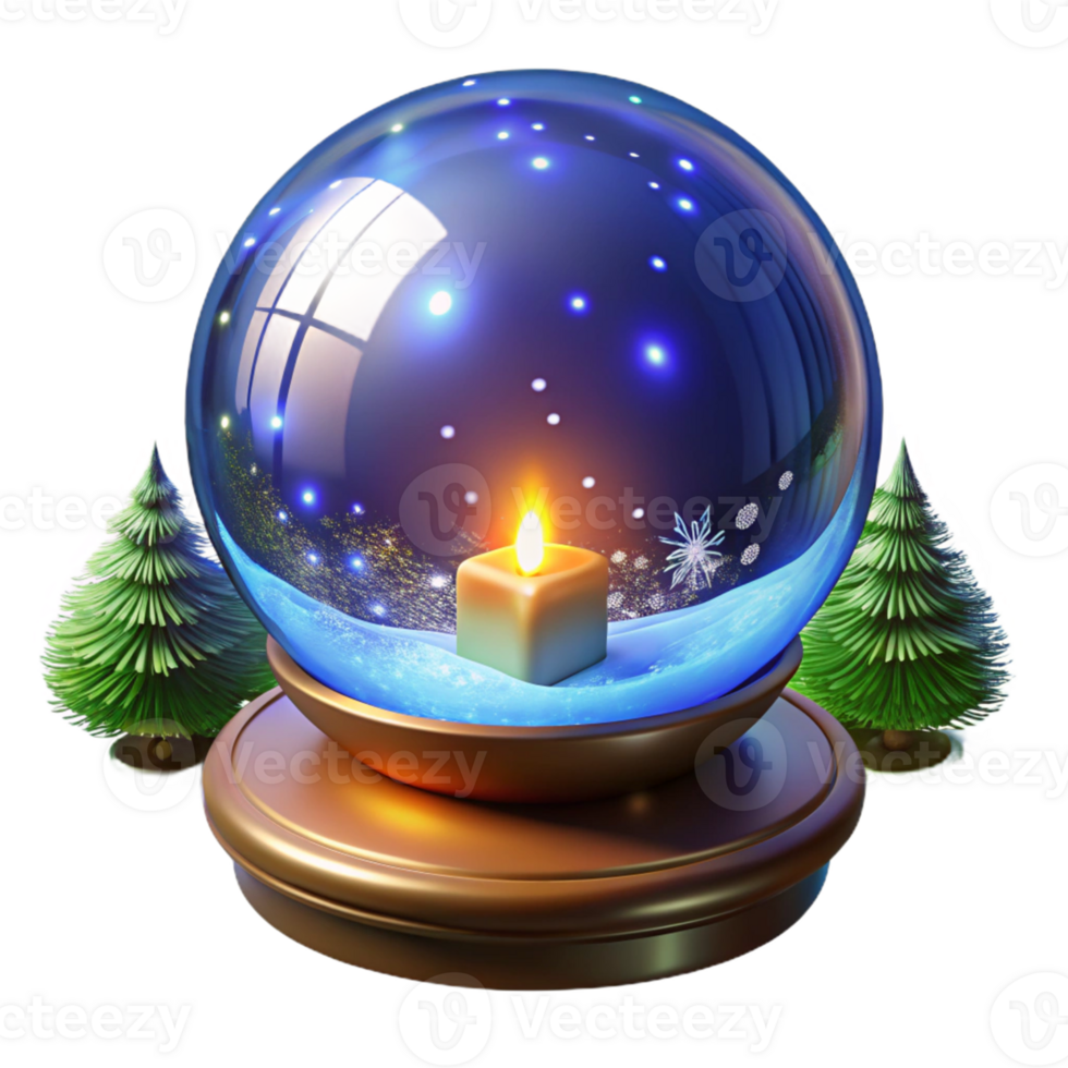 wonderful creative 3D Render Festive Snow Globe with Candle authentic png