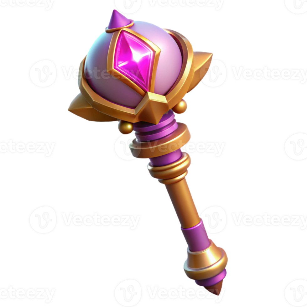 impressive artistic 3D Render of Magical Staff with Gem original png