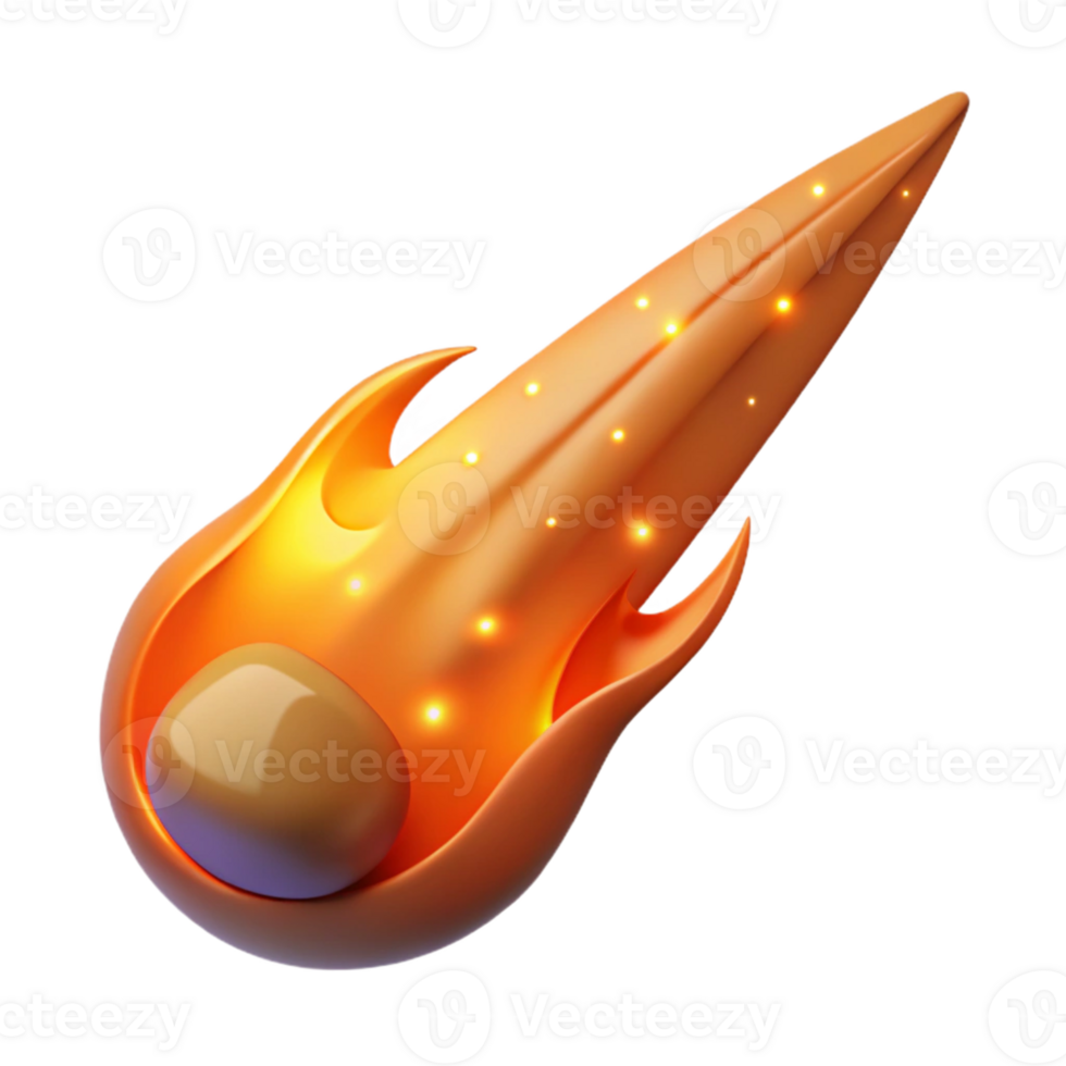 vibrant traditional Fiery Comet 3D Illustration high quality png