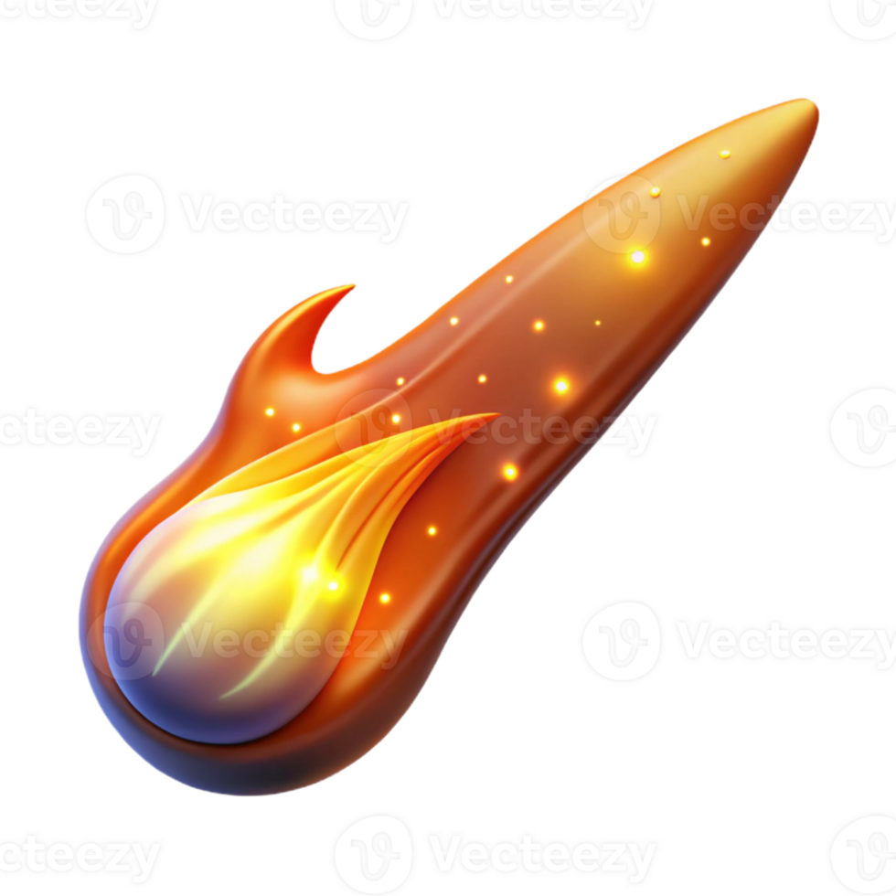 serene rustic Fiery Comet 3D Illustration premium png