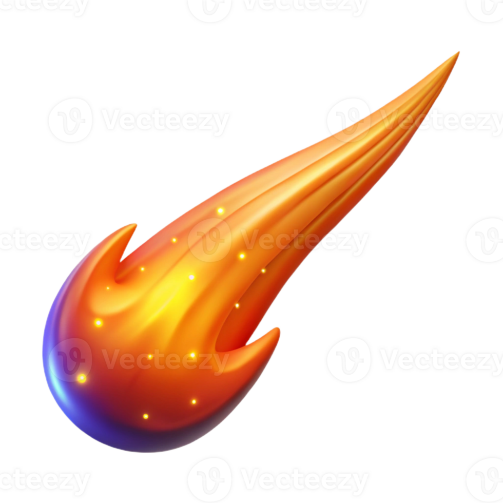 beautiful modern Fiery Comet 3D Illustration original png
