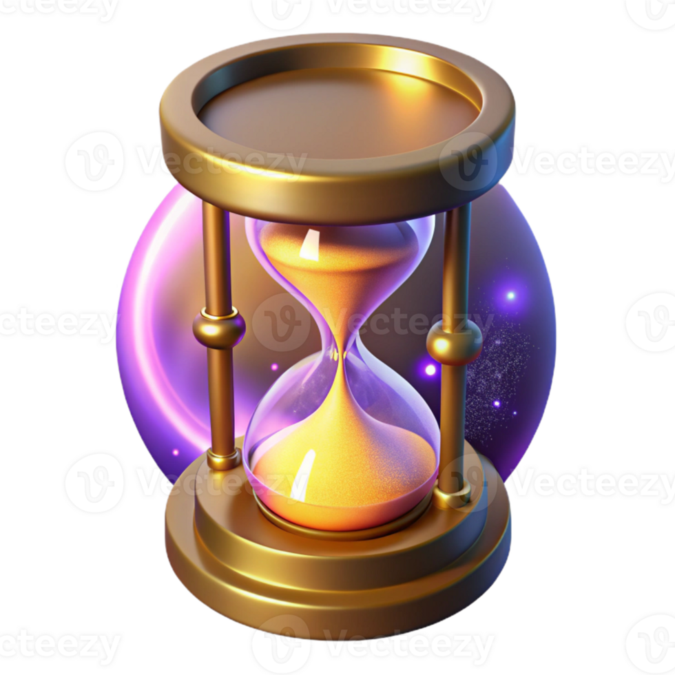 dramatic vintage Golden Hourglass 3D Render high resolution png