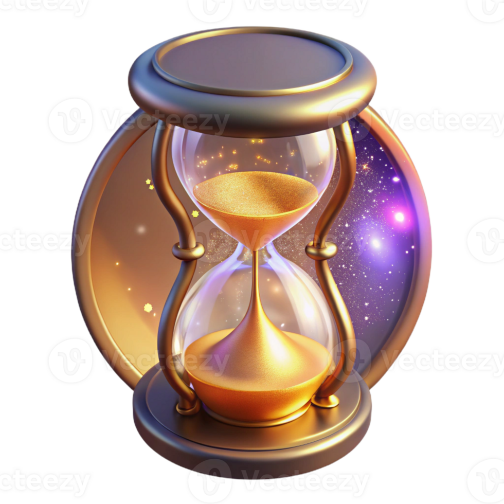 impressive contemporary Golden Hourglass 3D Render high resolution png