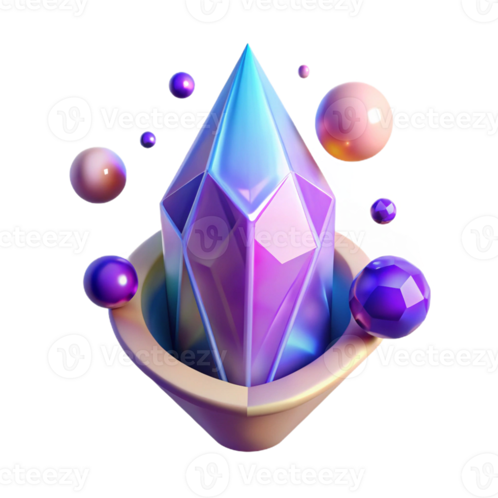 beautiful creative Iridescent Crystal 3D Render original png