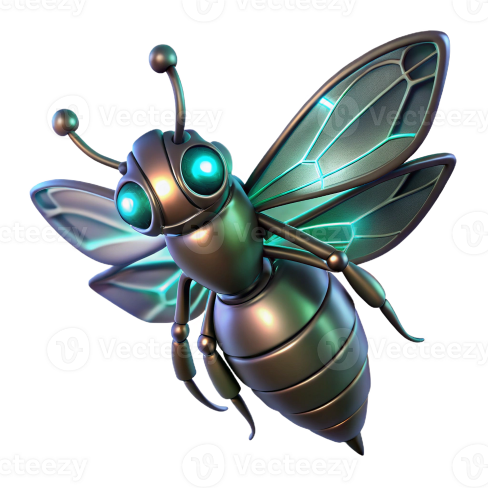 elegant rustic Metallic Bee 3D Render high resolution png