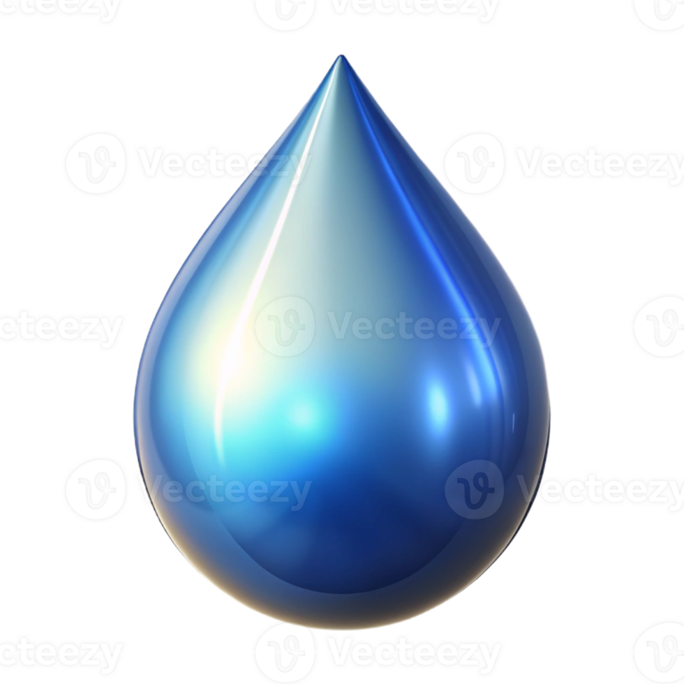 dramatic abstract 3D Blue Shiny Water Drop Illustration high quality png