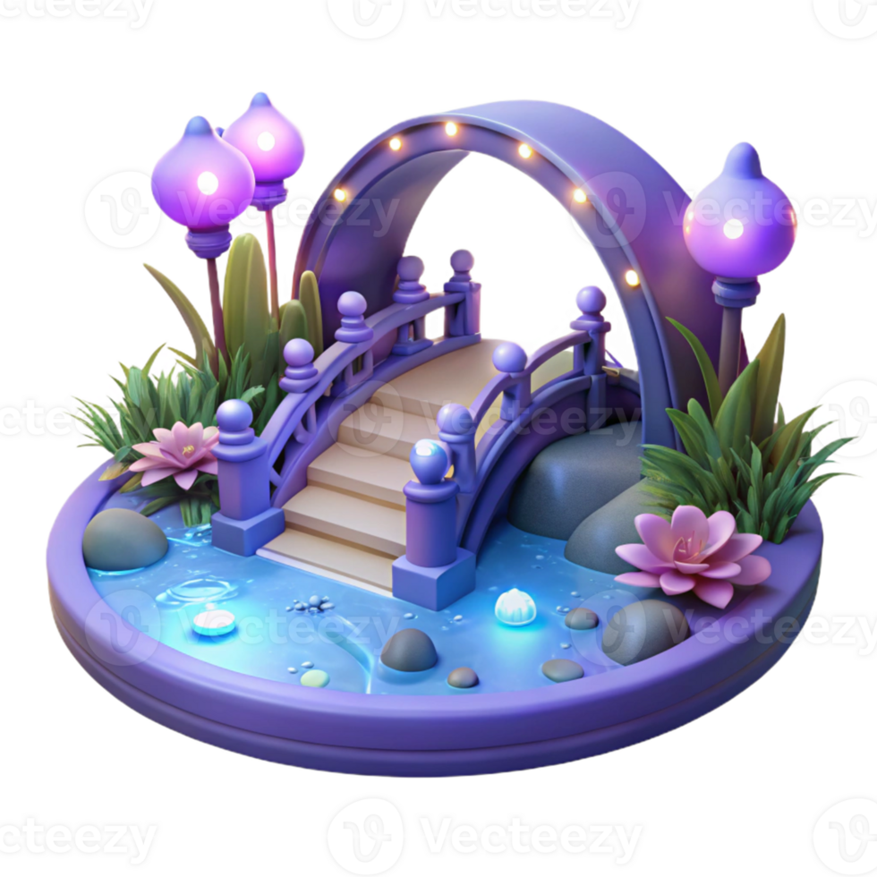elegant rustic Enchanted 3D Bridge Illustration high quality png