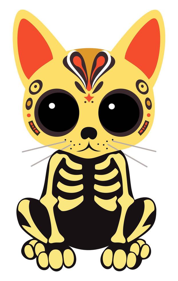 Cat's skeleton. Day of the Dead. decorative isolated illustration vector