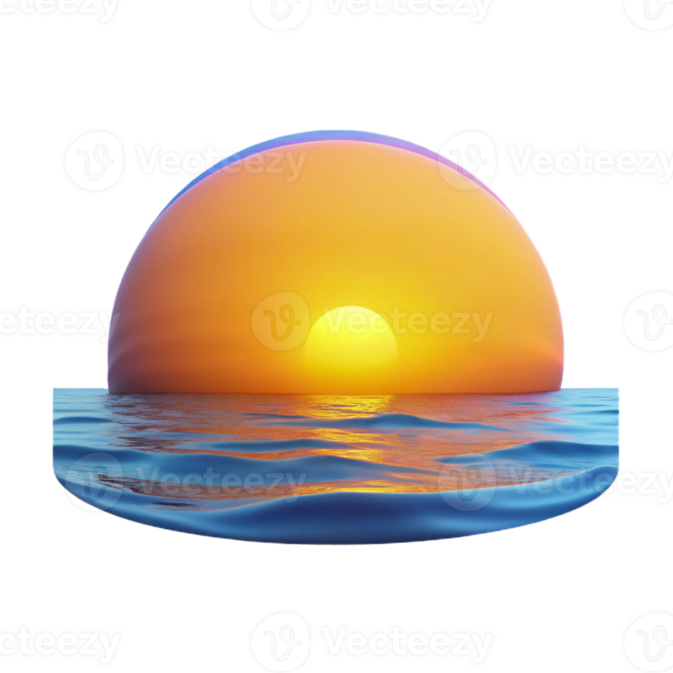 impressive rustic Ocean Sunset 3D Illustration 4K png